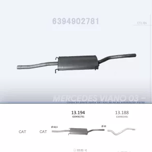   EDEX 13.194 - Kipufogó közép dob MERCEDES VIANO - W639 109, 111, 115, 2.2 D (2003-)