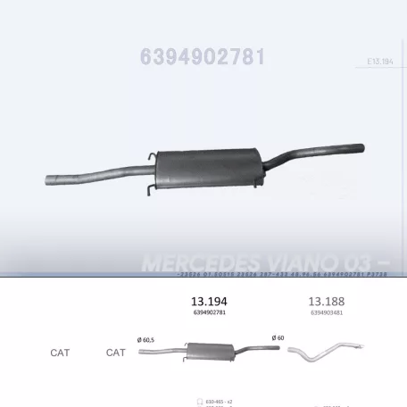 EDEX 13.194 - Kipufogó közép dob MERCEDES VIANO - W639 109, 111, 115, 2.2 D (2003-)