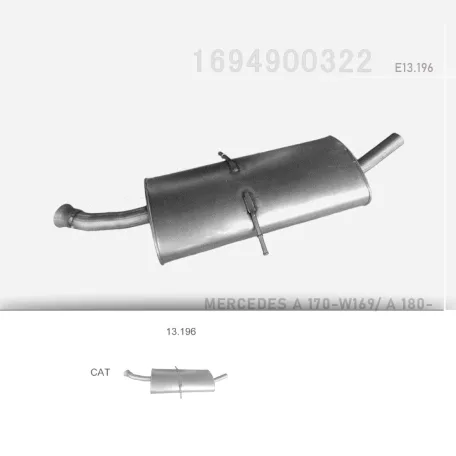 EDEX 13.196 - Kipufogó közép dob MERCEDES A200 - W169 1.7, 2.0 (2004-2012)