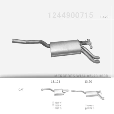 EDEX 13.20 - Kipufogó hátsó dob MERCEDES 300 - W124 3.0 D (1991-1993)