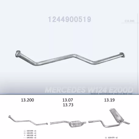 EDEX 13.200 - Kipufogó gyűjtő cső MERCEDES 200 - T124 2.0 D (1985-1995)