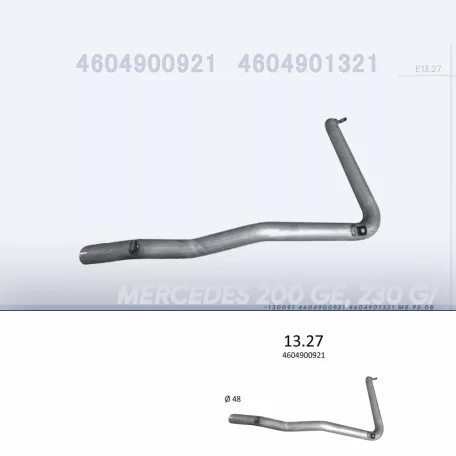 EDEX 13.27 - Kipufogó kipufogó cső MERCEDES G-KLASSE 2.0, 2.3, 2.4, 2.5, 3.0, 3.0 D (1979-1993)