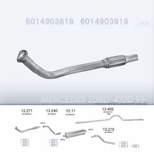   EDEX 13.271 - Kipufogó gyűjtő cső MERCEDES 208 D 2.3 D, 2.9 D (1991-1995)