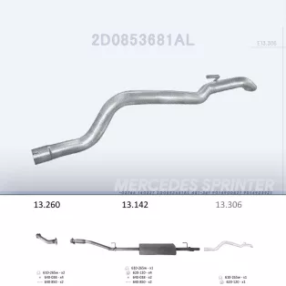   EDEX 13.306 - Kipufogó hátsó cső VW LT 2.5 D, 2.8 D (1996-2006)