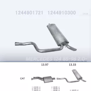   EDEX 13.33 - Kipufogó hátsó dob MERCEDES 300 - T124 2.0, 2.2, 2.5 D, 2.8, 3.0, 3.0 D, 3.2 (1992-1996)