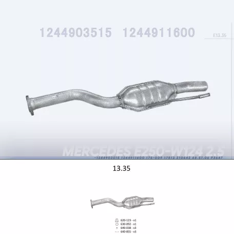 EDEX 13.35 - Kipufogó közép dob MERCEDES E250 - W124 2.5 D (1993-1995)
