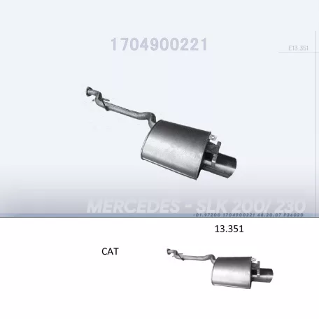 EDEX 13.351 - Kipufogó hátsó dob MERCEDES SLK 200 2.0, 2.3 (1996-2000)