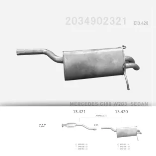   EDEX 13.420 - Kipufogó hátsó dob MERCEDES C180 - T203 2.0 (2000-2002)