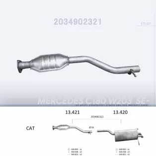   EDEX 13.421 - Kipufogó közép dob MERCEDES C180 - T203 2.0 (2000-2002)