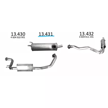 EDEX 13.431 - Kipufogó közép dob MERCEDES GE 230 2.3 (1990-1998)