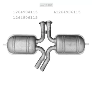   EDEX 13.433 - Kipufogó közép dob MERCEDES S-KLASSE 4.2, 5.0, 5.6 (1985-1991)
