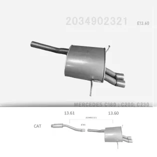   EDEX 13.60 - Kipufogó hátsó dob MERCEDES C180 - T203 2.0 (2000-2002)