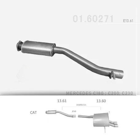 EDEX 13.61 - Kipufogó közép dob MERCEDES C180 - T203 2.0 (2000-2002)