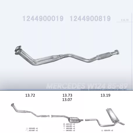 EDEX 13.72 - Kipufogó gyűjtő cső MERCEDES 200 - T124 2.0 (1985-1992)