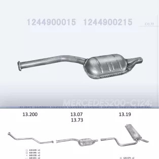   EDEX 13.73 - Kipufogó közép dob MERCEDES 200 - W124 2.0, 2.0 D, 2.3, 2.5 D (1993-1995)