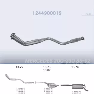   EDEX 13.75 - Kipufogó gyűjtő cső MERCEDES 200 - C124 2.0, 2.3 (1988-1992)