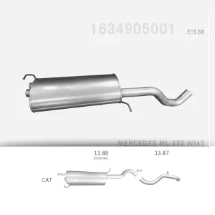   EDEX 13.88 - Kipufogó közép dob MERCEDES ML 350 3.7 (2002-2005)