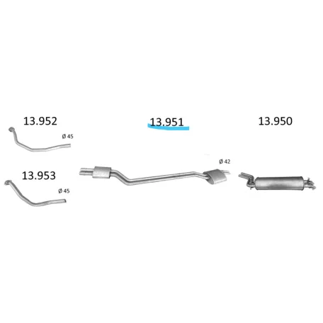 EDEX 13.951 - Mercedes 250/ 280 W123 kipufogó közép dob
