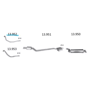EDEX 13.952 - Mercedes 250 / 280 W123 első kipufogó cső