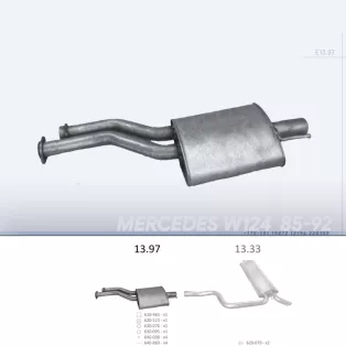   EDEX 13.97 - Kipufogó közép dob MERCEDES 260E - W124 2.6, 3.0 (1985-1992)
