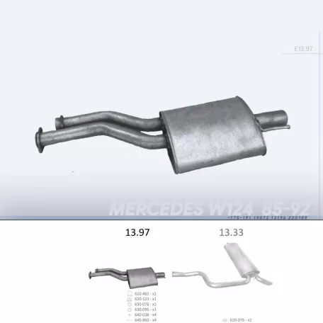 EDEX 13.97 - Kipufogó közép dob MERCEDES 260E - W124 2.6, 3.0 (1985-1992)
