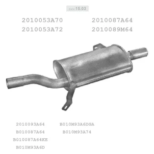   EDEX 15.03 - Kipufogó hátsó dob NISSAN SUNNY 1.4, 1.6 (1986-1990)