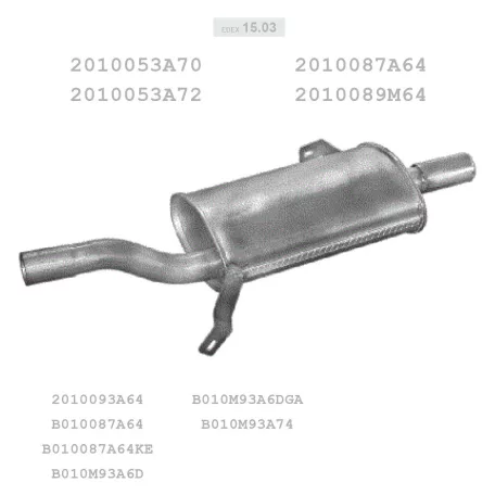 EDEX 15.03 - Kipufogó hátsó dob NISSAN SUNNY 1.4, 1.6 (1986-1990)