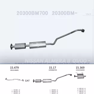   EDEX 15.17 - Kipufogó közép dob NISSAN ALMERA 1.8 (2000-2006)