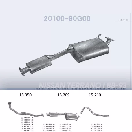 EDEX 15.209 - Kipufogó közép dob NISSAN TERRANO 2.7 D (1988-1993)