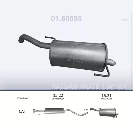 EDEX 15.21 - Kipufogó hátsó dob NISSAN NOTE 1.6 (2006-2012)