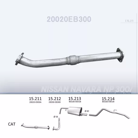 EDEX 15.211 - Kipufogó kipufogó cső NISSAN NAVARA 2.5 D (2005-)