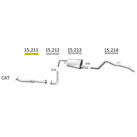 EDEX 15.211 - Kipufogó kipufogó cső NISSAN NAVARA 2.5 D (2005-)