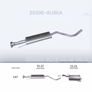  EDEX 15.22 - Kipufogó közép dob NISSAN NOTE 1.6 (2006-2012)