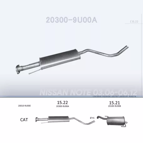 EDEX 15.22 - Kipufogó közép dob NISSAN NOTE 1.6 (2006-2012)
