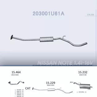   EDEX 15.229 - Kipufogó közép dob NISSAN NOTE 1.4 (2006-2013)