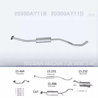  EDEX 15.231 - Kipufogó közép dob NISSAN MICRA 1.2, 1.4 (2005-2010)