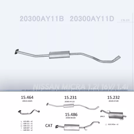 EDEX 15.231 - Kipufogó közép dob NISSAN MICRA 1.2, 1.4 (2005-2010)
