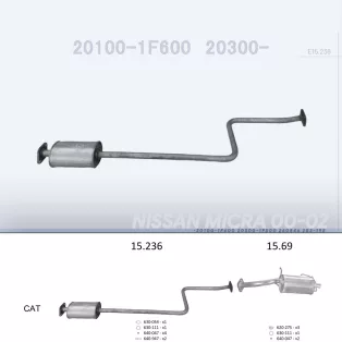   EDEX 15.236 - Kipufogó közép dob NISSAN MICRA 1.0, 1.4 (2000-2002)