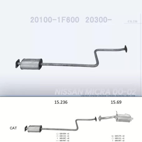 EDEX 15.236 - Kipufogó közép dob NISSAN MICRA 1.0, 1.4 (2000-2002)