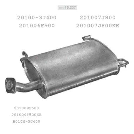 EDEX 15.237 - Kipufogó hátsó dob NISSAN PRIMERA 1.6, 1.8, 2.0 D (1996-2002)