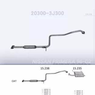   EDEX 15.238 - Kipufogó közép dob NISSAN PRIMERA 1.6 (1996-2002)