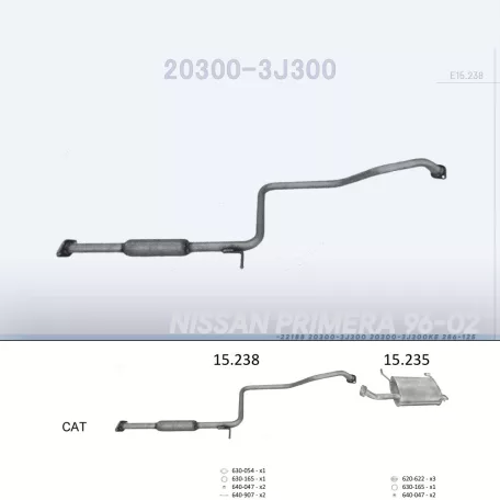 EDEX 15.238 - Kipufogó közép dob NISSAN PRIMERA 1.6 (1996-2002)