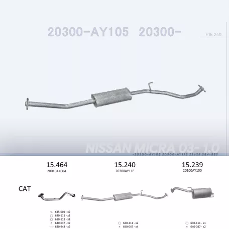 EDEX 15.240 - Kipufogó közép dob NISSAN MICRA 1.0, 1.2, 1.4 (2003-2010)