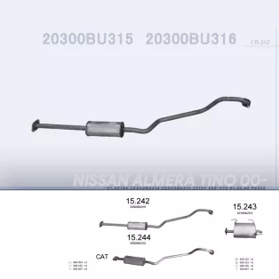   EDEX 15.242 - Kipufogó közép dob NISSAN ALMERA TINO 1.8, 2.0 (2000-2006)