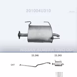   EDEX 15.243 - Kipufogó hátsó dob NISSAN ALMERA TINO 1.8, 2.0, 2.2 D (2000-2006)