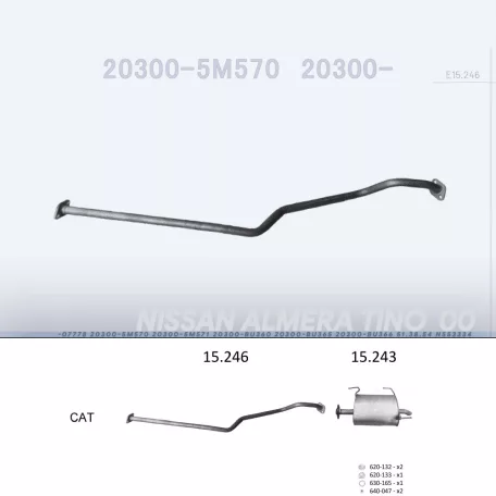 EDEX 15.246 - Kipufogó kipufogó cső NISSAN ALMERA TINO 2.2 D (2000-2007)