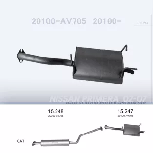   EDEX 15.247 - Kipufogó hátsó dob NISSAN PRIMERA 1.8 (2002-2008)