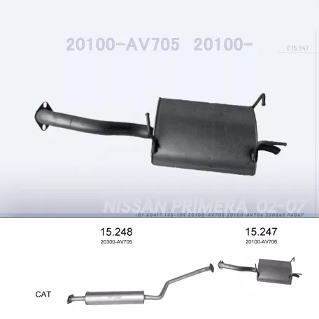 EDEX 15.247 - Kipufogó hátsó dob NISSAN PRIMERA 1.8 (2002-2008)
