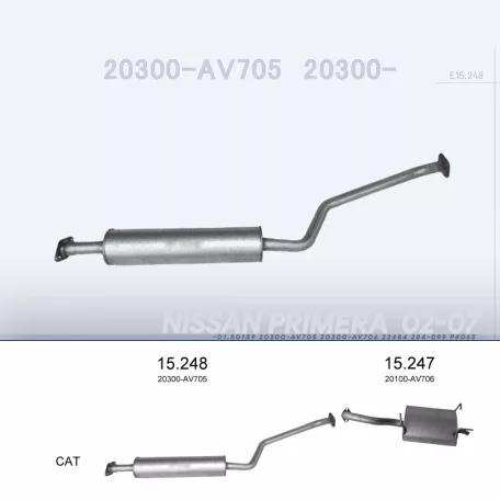 EDEX 15.248 - Kipufogó közép dob NISSAN PRIMERA 1.8 (2002-)