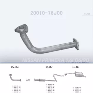   EDEX 15.365 - Kipufogó gyűjtő cső NISSAN PRIMERA 1.6 (1990-1996)